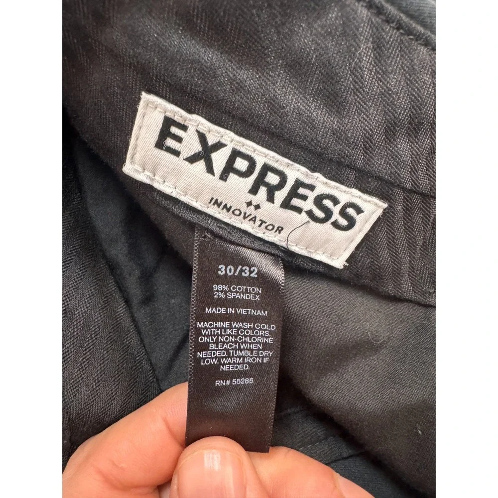 Express Innovator Pants Mens 30x27 Black Slim Chino Dress Trousers Stretch